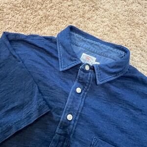 Faherty Brand Indigo Polo Shirt Mens Medium Blue Short Sleeve Cotton Pocket